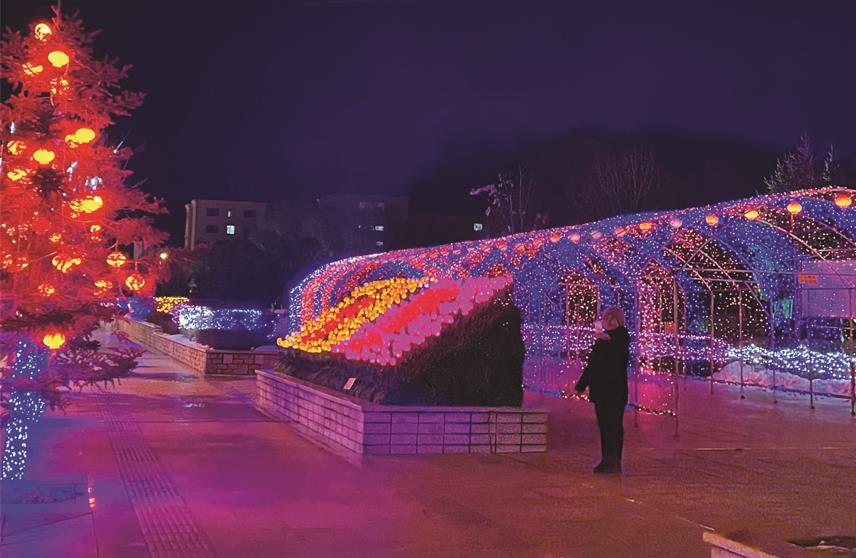 珲春市龙源公园的彩灯
